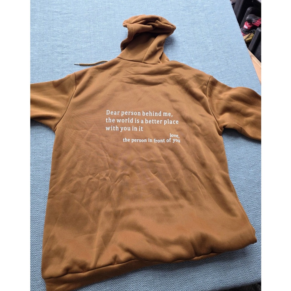 Mental Health Awareness Hoodie You Are Enough Dear Person Behind Me Brown XL - Picture 4 of 4